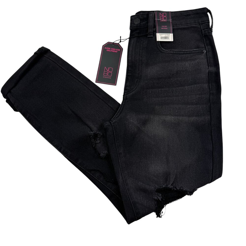 No Boundaries Super High Rise Girlfriend Distressed Stretch Jeans Juniors Size 9